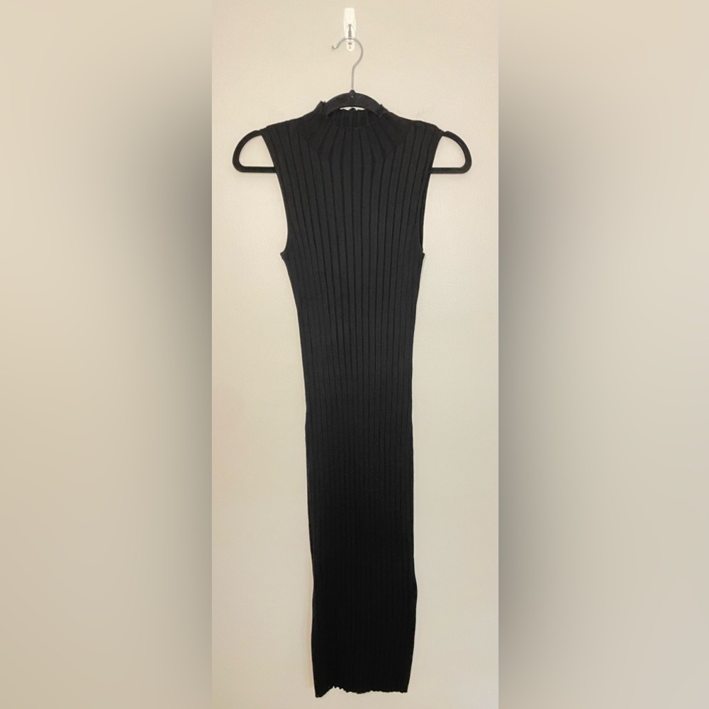 Pink Rose Sleeveless Rib Knit Midi/Maxi Sweater Dress, Black, Size M, NWOT